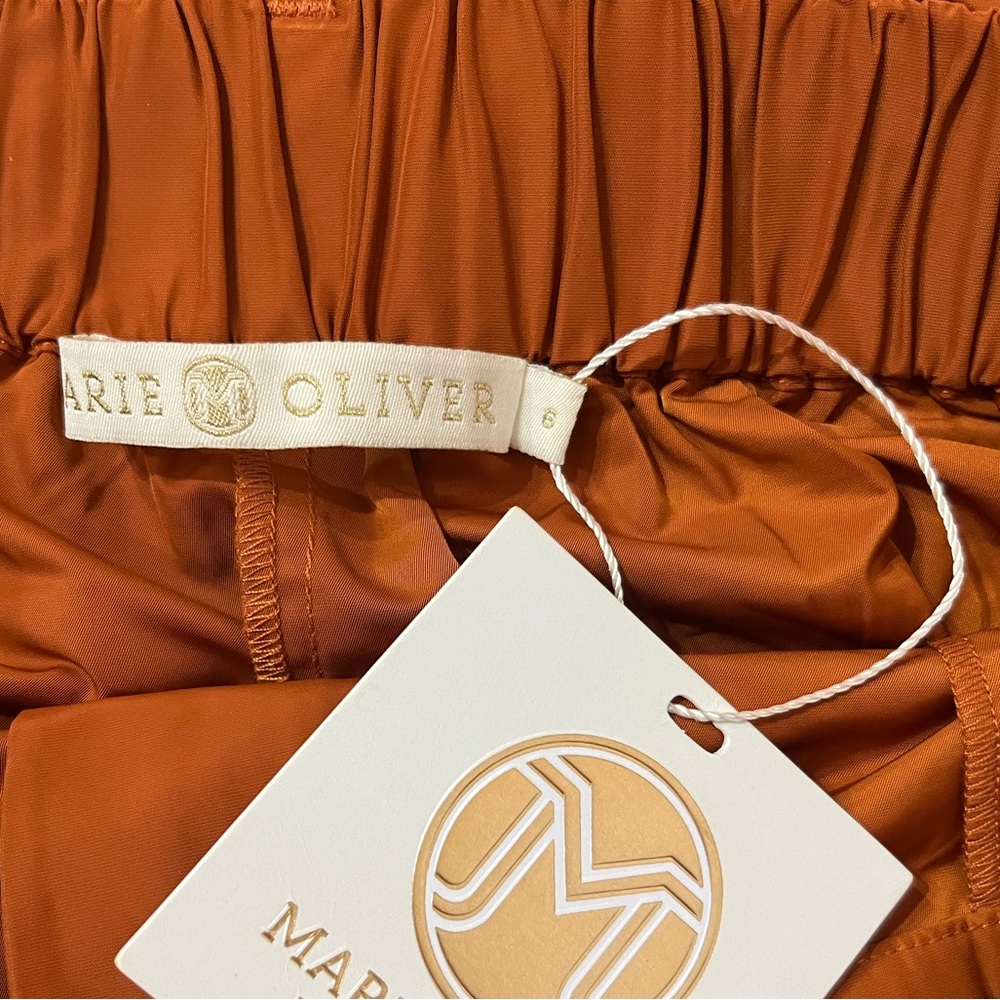Marie Oliver High-Waist Tie Belt Shorts - Rust - Picture 3 of 4